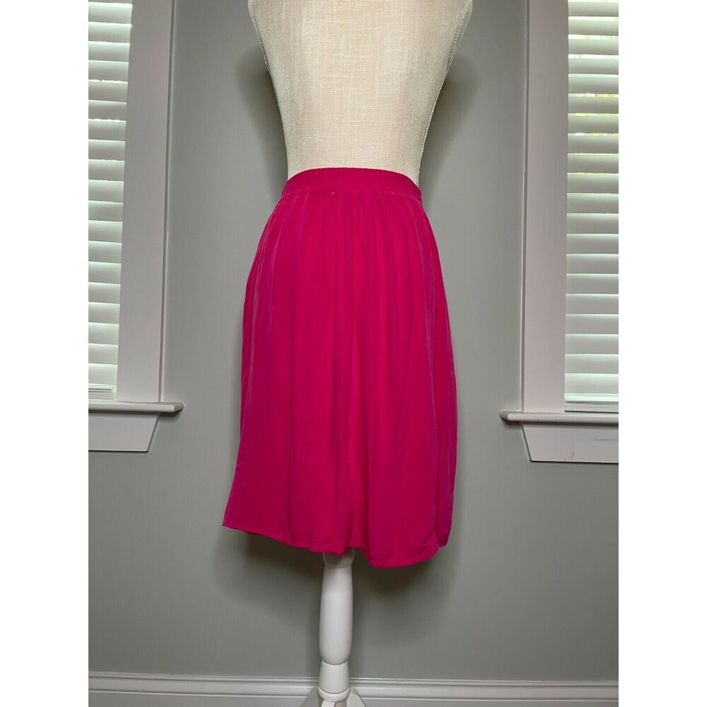 She + Sky Fuchsia Front Button Down Lined Flowy Knee Skirt Pockets Pink Small S - Picture 4 of 10